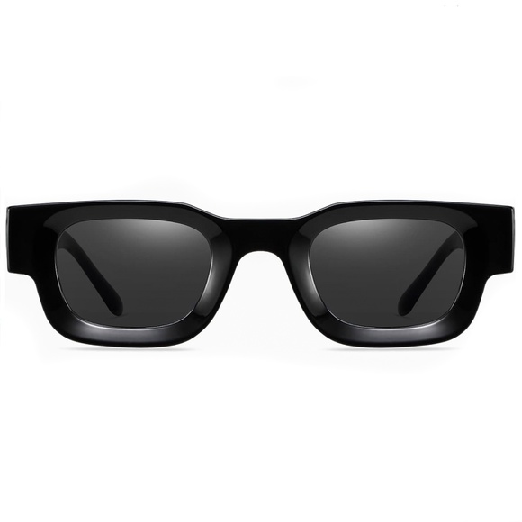 Luxury Thick Retro Small Square Frame Trendy Hip Hop Men Women Black Sunglasses - Picture 4 of 5
